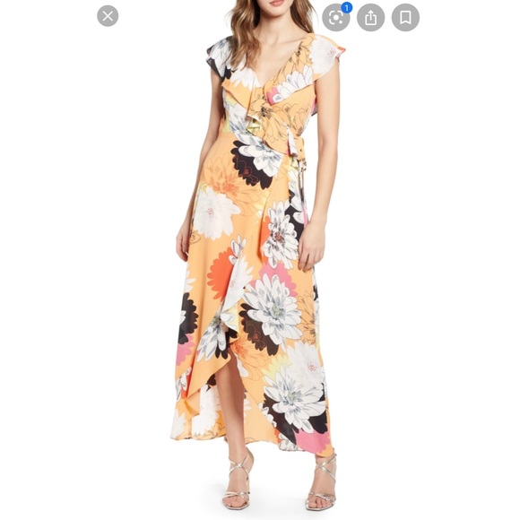 leith ruffle wrap maxi dress